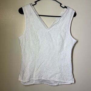 White House Black Market White Lace Tank Top